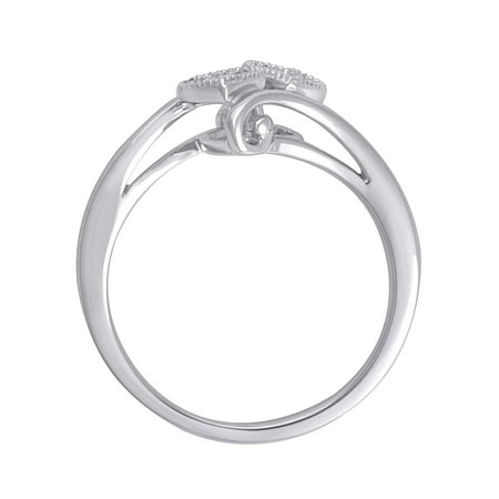 Diamond Accent (I3 clarity, J-K color) Hold My Hand Diamond Heart Promise Ring in Sterling Silver, Size 7