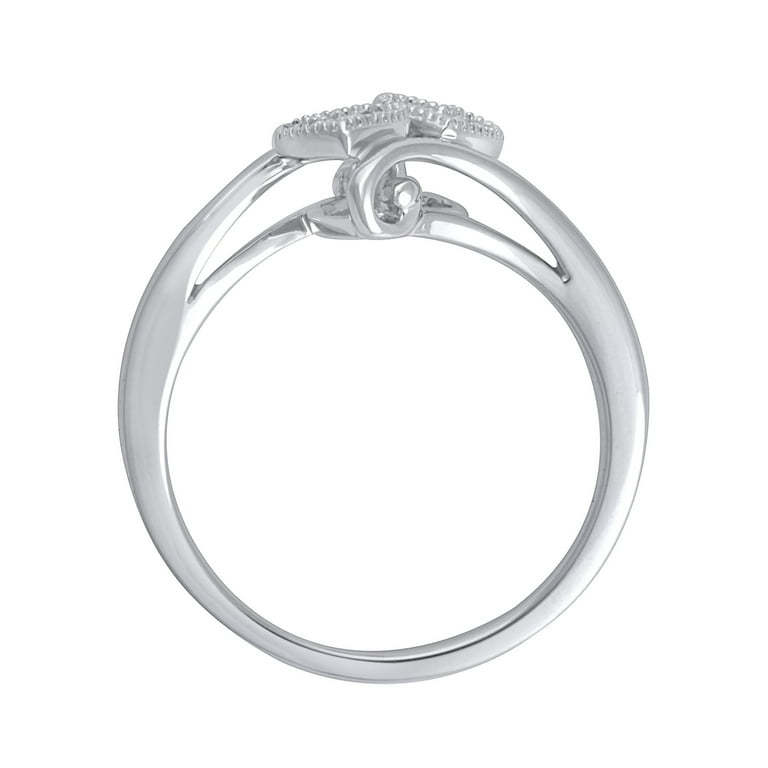Hold My Hand Diamond Accent Heart Promise Ring Sterling Silver Women s Size 5 White