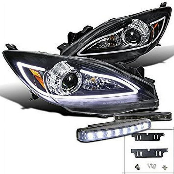 Mazda 3 JDM Black LED DRL Strip Projector Headlights 8-LED DRL Fog
