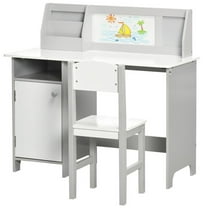 Homycasa Toddler Desk and Chair Set Kids Writing Desk Study-Gray