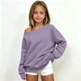 thumbnail image 4 of Kiijoy Girls One Shoulder Sweatshirt Fashion Loose Pullover, Purple, Sizes 9-10Y, 4 of 5