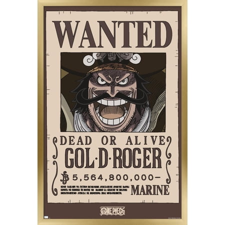 One Piece - Gol D Roger Wanted Poster Wall Poster, 14.725" x 22.375" Framed