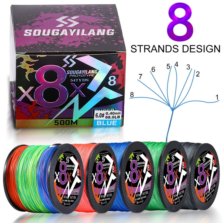 Sougayilang 8 Strands Braided Line 18-88LB Multifilament Super Strong PE  Fishing Line for Saltwater Freshwater