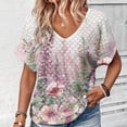 thumbnail image 1 of Xuyuer Womens T Shirt Casual Short Sleeve V-Neck Graphic T-Shirt Tops Tees Summer Dressy Casual Tops Pleated FrontVintage Shirt for Women Graphic Tee Casual Cottagecore Summer T Shirt, 1 of 6