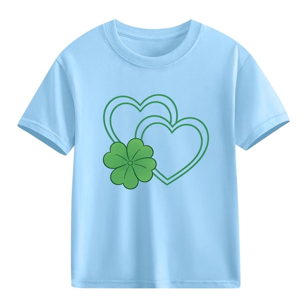 Blusas y camisas de manga corta con cuello redondo para niños y niñas, camisetas gráficas de manga corta, blusas con estampados bonitos para la temporada escolar.