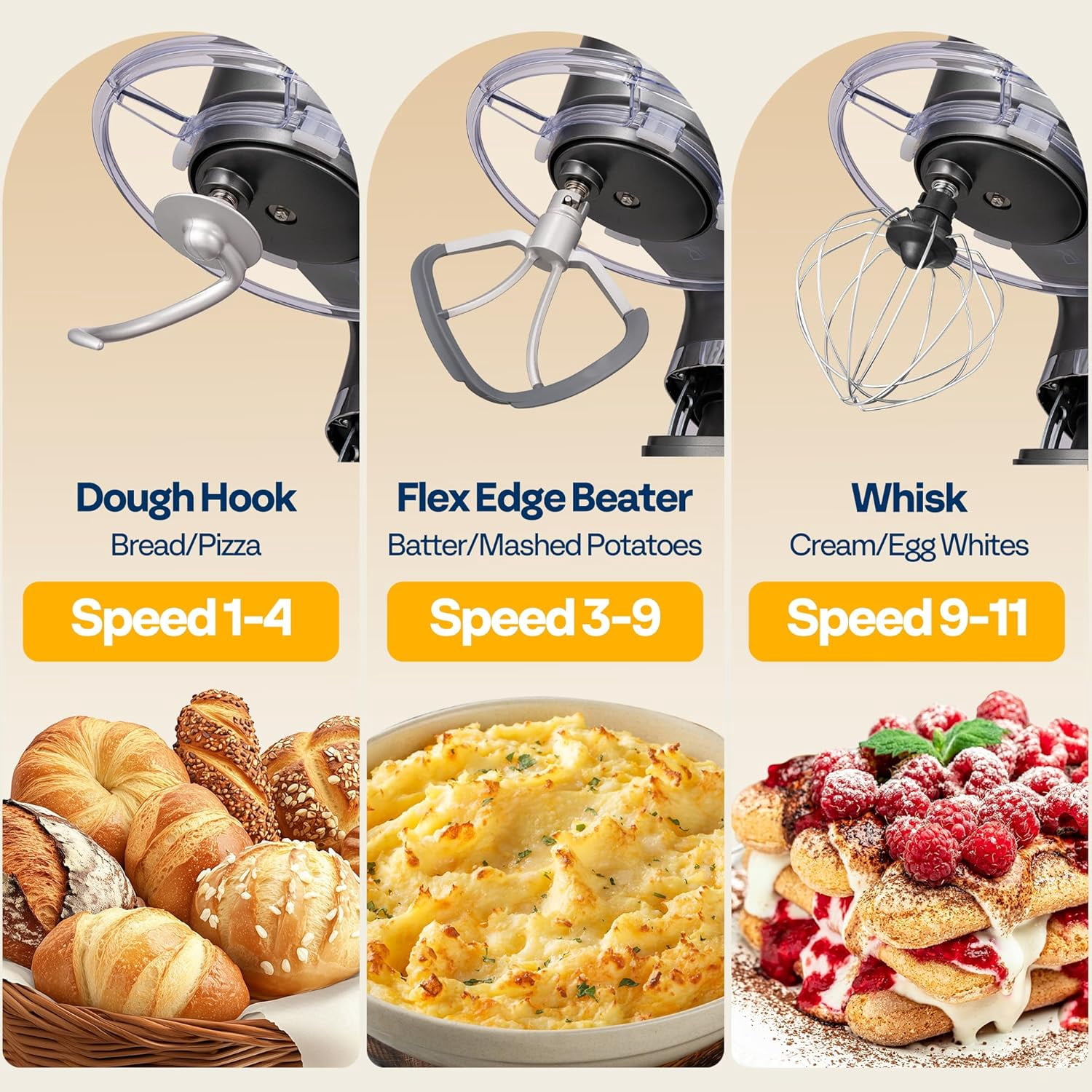 SPECSTAR Stand Mixer with Fermentation, One-Touch Presets Electric Dough Mixer with 6 Qt Bowl, Kitchen Standing Mixer for Baking, Cake with Flex Edge Beater, Bread Hook, Whisk, Gray