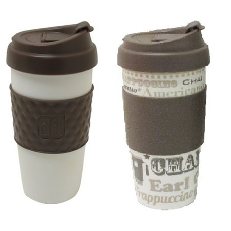 Design for Living 16 oz Mug, Brown and Coffee Talk Pattern, Set of