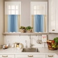 thumbnail image 3 of 3 Piece Kitchen Curtains and Valances Set Blue Yellow Ombre Cafe Curtains 24 Inch Length Farmhouse Modern Gradient Art Valance & Tier Curtain for Living Room Bedroom Small Window 54"x18"+27"x24"*2, 3 of 6