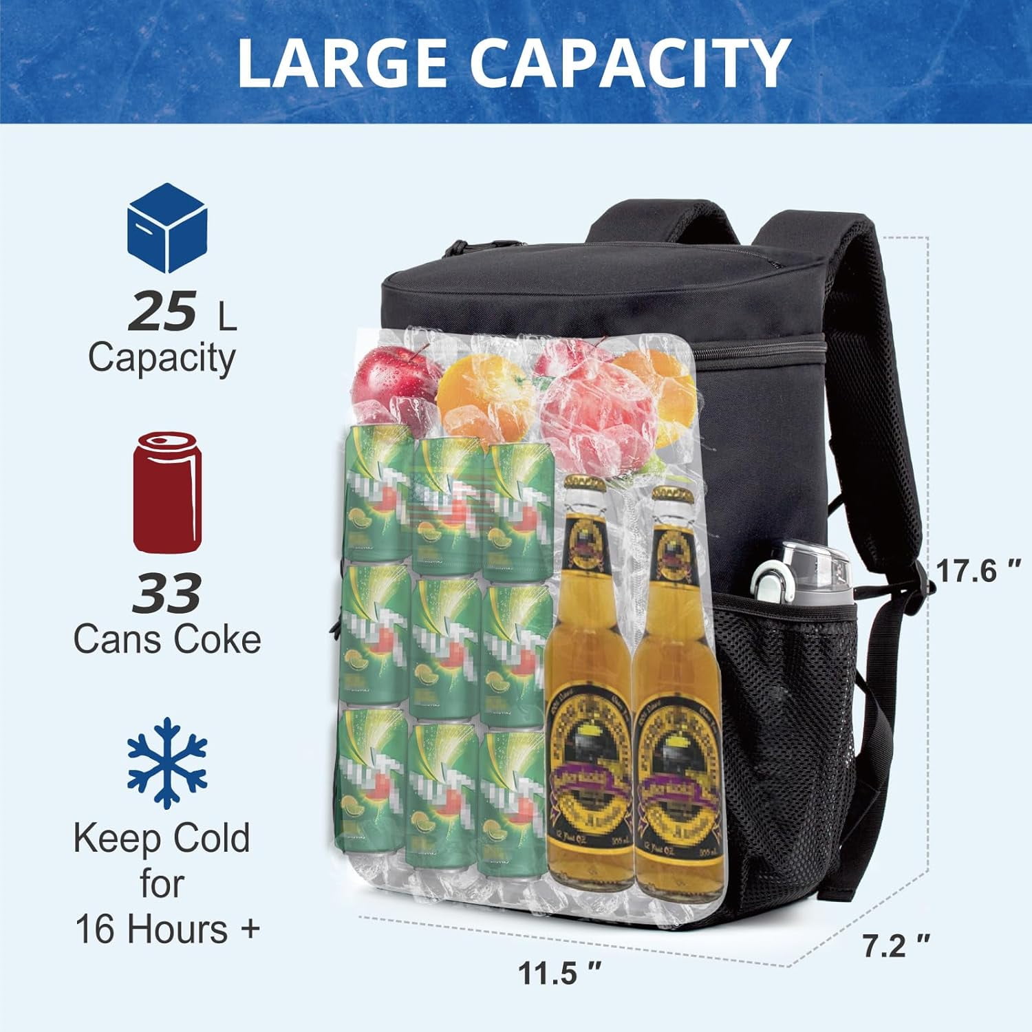 Backpack Cooler for Men, 25L Large Insulated Backpack Leak-Proof, Heavy Duty Lunch Backpack, Waterproof Ice Chest Bag Women Adults Work Daytrip Camping Picnic Bag