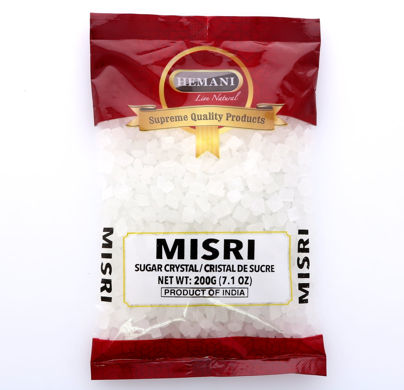 HEMANI Misri (Indian Sugar Crystals) - 200gm (7.1 oz) - All Natural - Gluten Friendly - No Colors - Vegan -Indian Origin