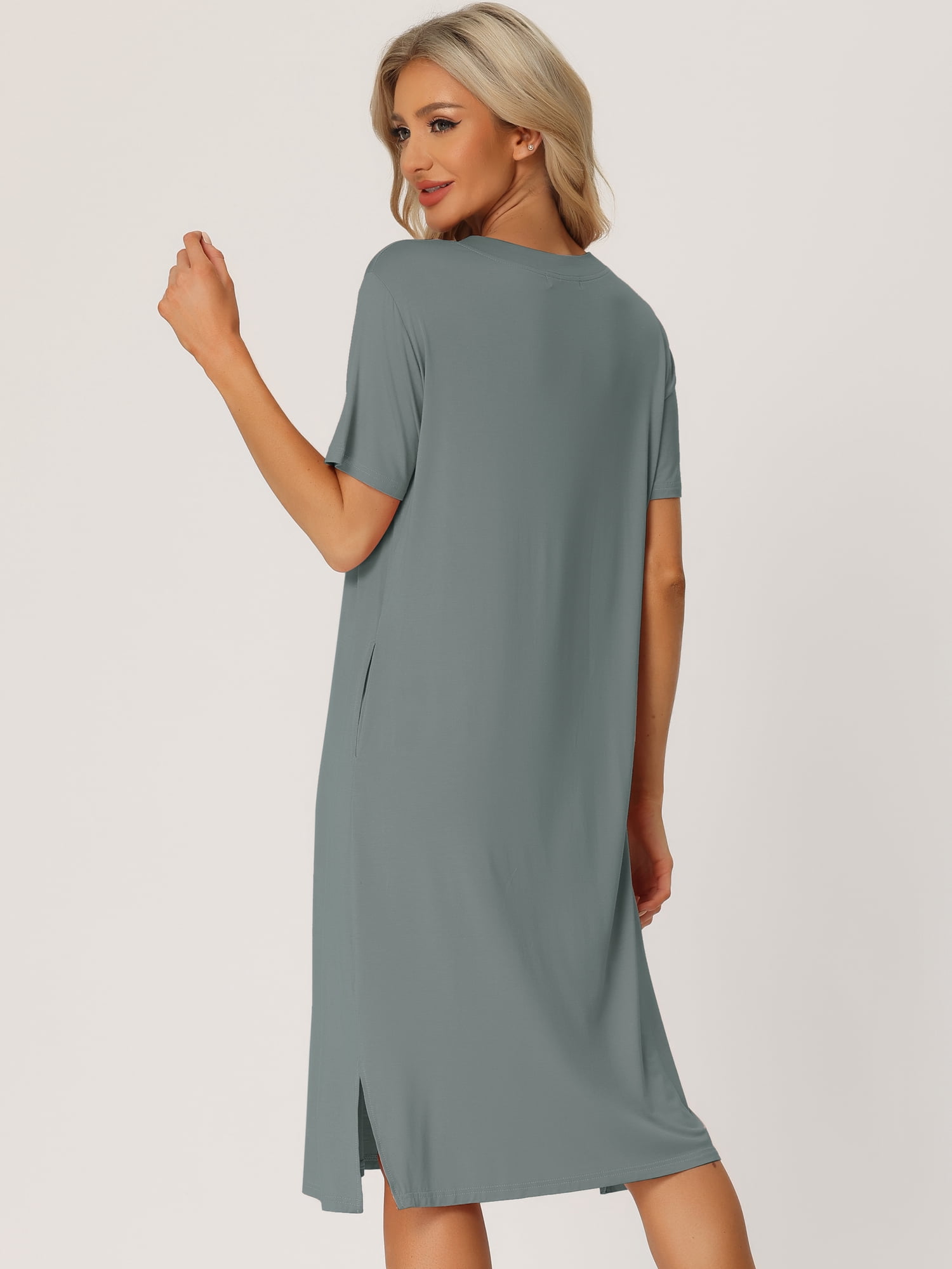 DARING DIVA Women's Short Sleeve T-shirt Dress Nightshirt for Lounge S Grey