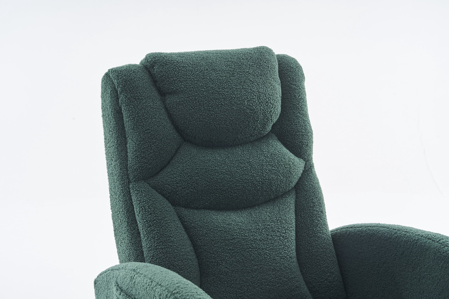 Rocking Chair Nursery, Nursery Rocking Chairs with Adjustable Footrest & Side Pocket, Comfy Rocking Chairs in Teddy Fabric, Reading Arm Glider Chair for Bedroom, Living Room, Office, Green
