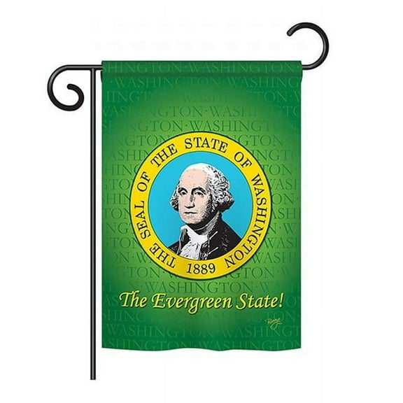 Breeze Decor BD-SS-GS-108101-IP-BO-D-US13-BD 13 x 18.5 in. Washington Americana States Impressions Decorative Vertical Double Sided Garden Flag Set with Banner Pole