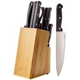 thumbnail image 1 of Juego de cuchillos de cocina de acero inoxidable de alto carbono, 14 piezas, con afilador y bloque de madera de pino, color negro, 1 of 5