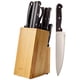 thumbnail image 1 of Juego de cuchillos de cocina de acero inoxidable de alto carbono, 14 piezas, con afilador y bloque de madera de pino, color negro, 1 of 5