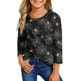 thumbnail image 2 of Abcomgle Halloween Shirts for Girls Size 14-16 Spooky Bat Spider Graphic T-Shirts for Kid Girls Crewneck 3/4 Sleeve Shirts for Kids Fall Funny Holiday Blouses for Girls,9-10 Years, 2 of 5