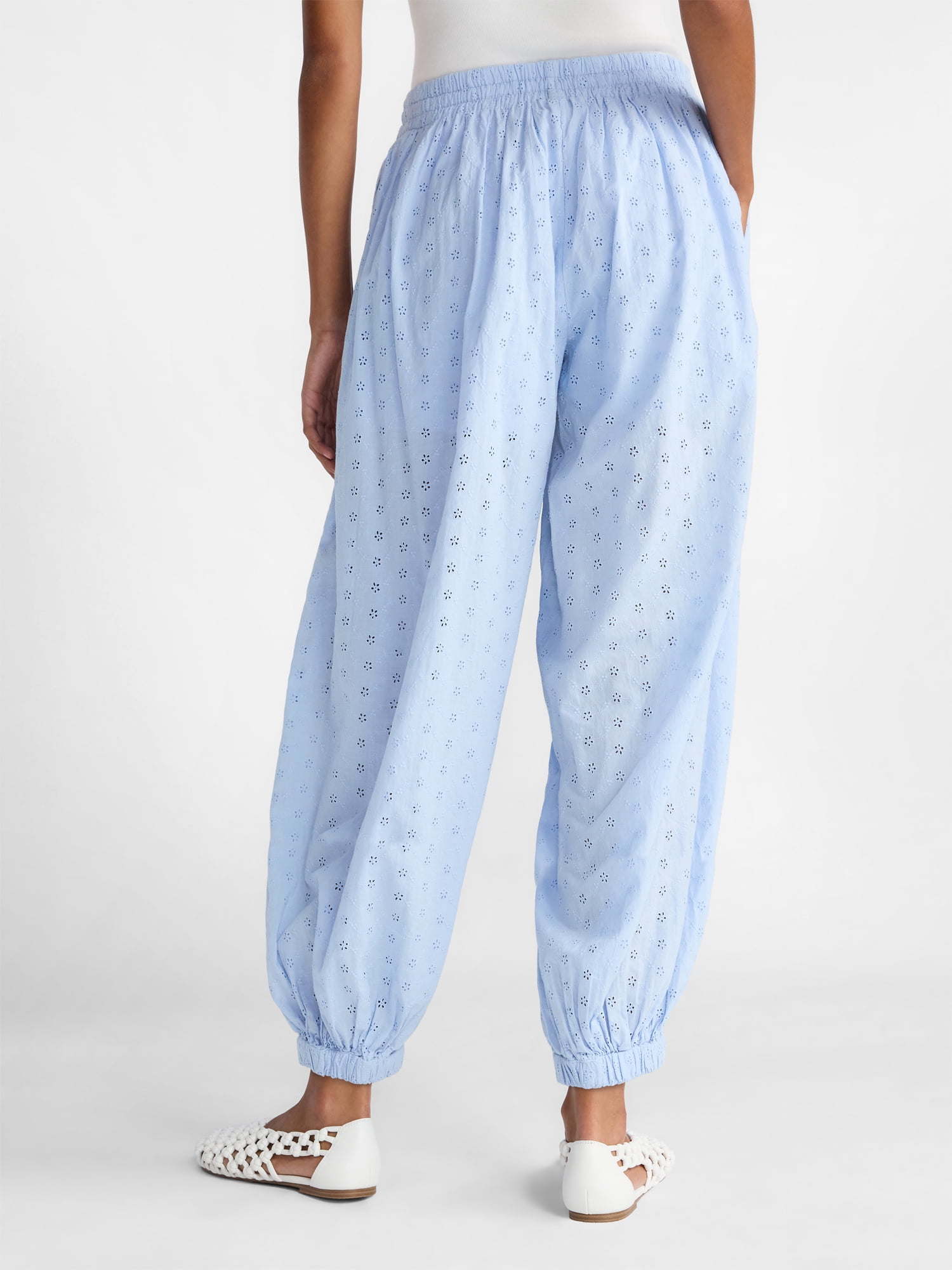 Scoop Women’s and Women's Plus Eyelet Harem Cotton Pants, Sizes XS-4X