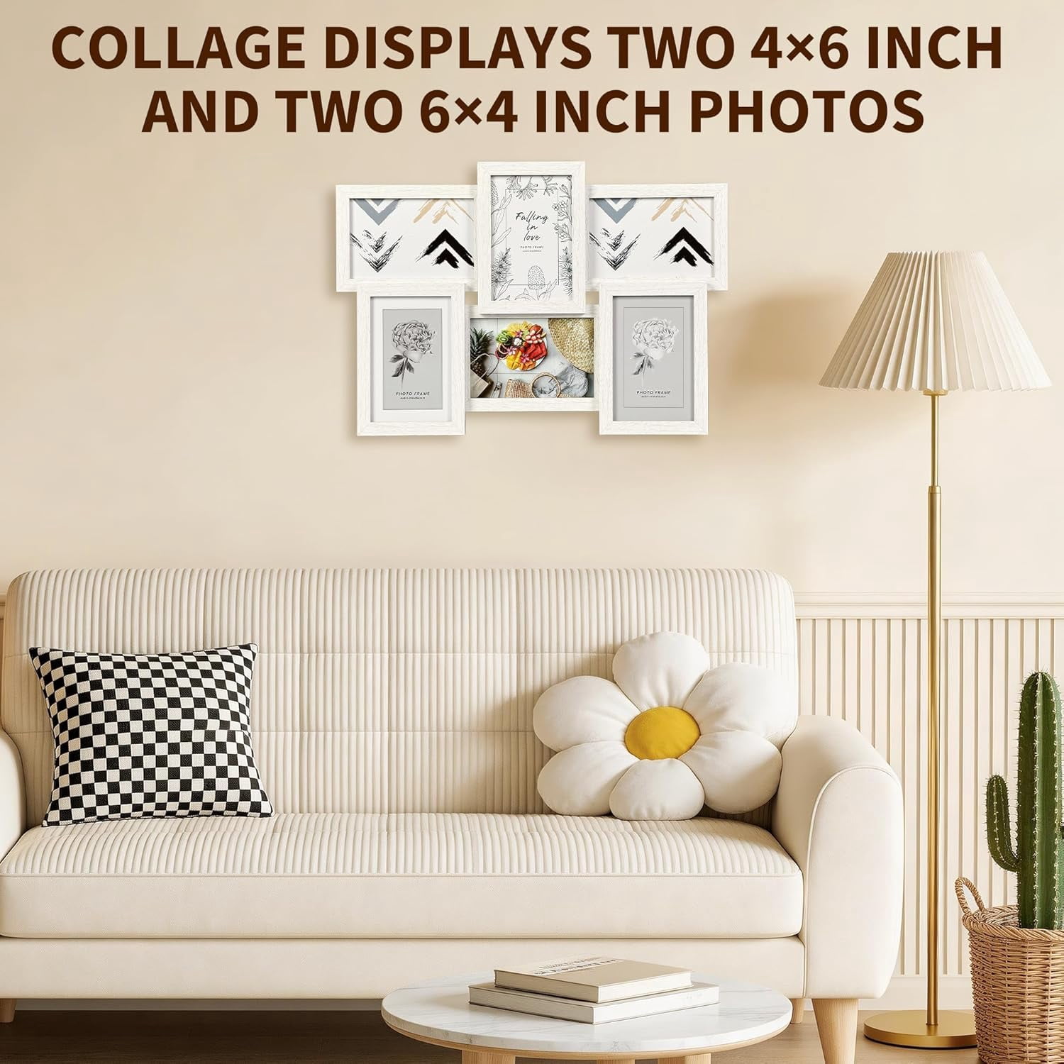 4x6 Collage Picture Frame, 6 Openings Black Photo Frame for Wall Decor or Tabletop, Durable MDF Wood Multi Picture Frame for Family Memories