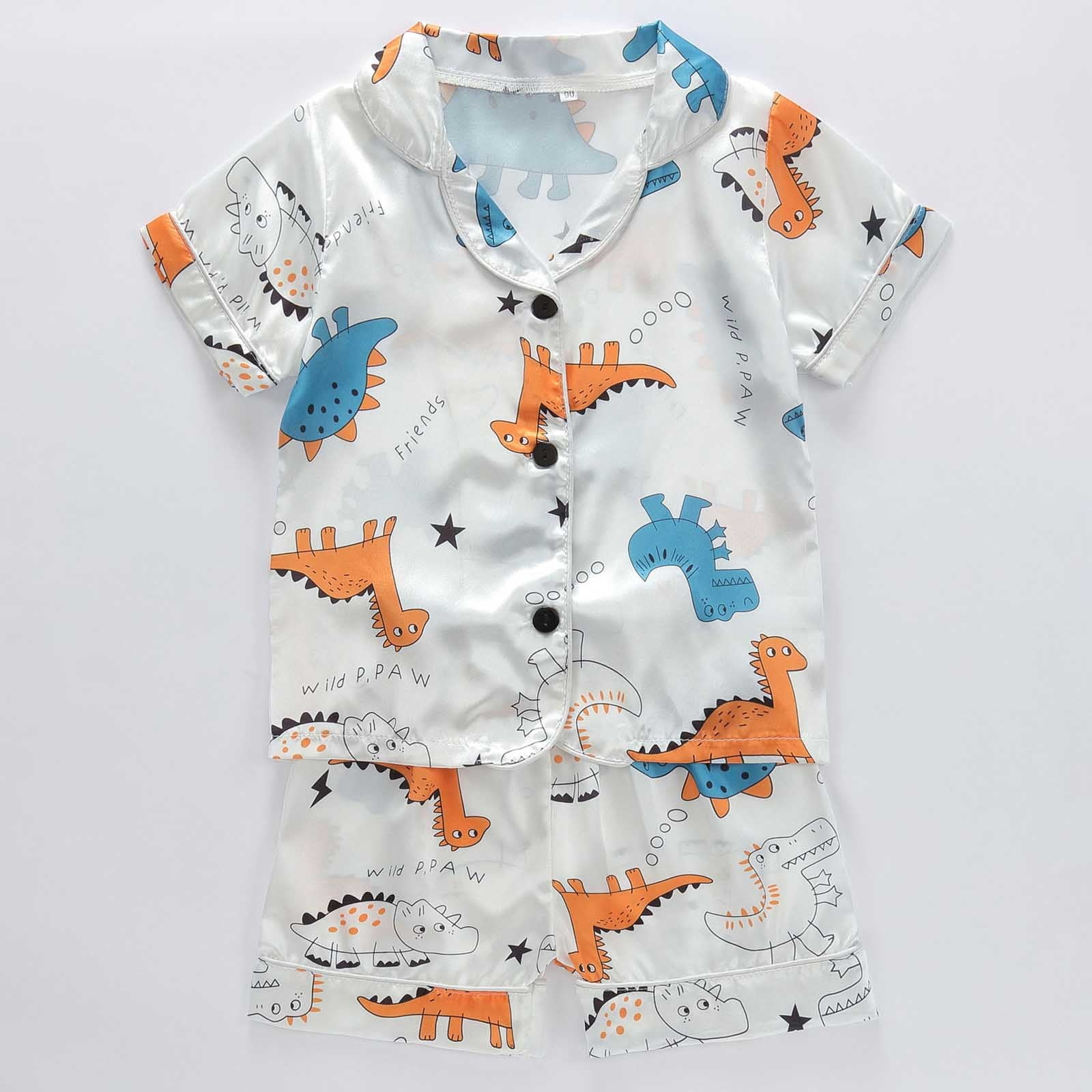 Boys 2Pcs Kids Outfits Baby Lapel Polo Short Sleeve Pajamas