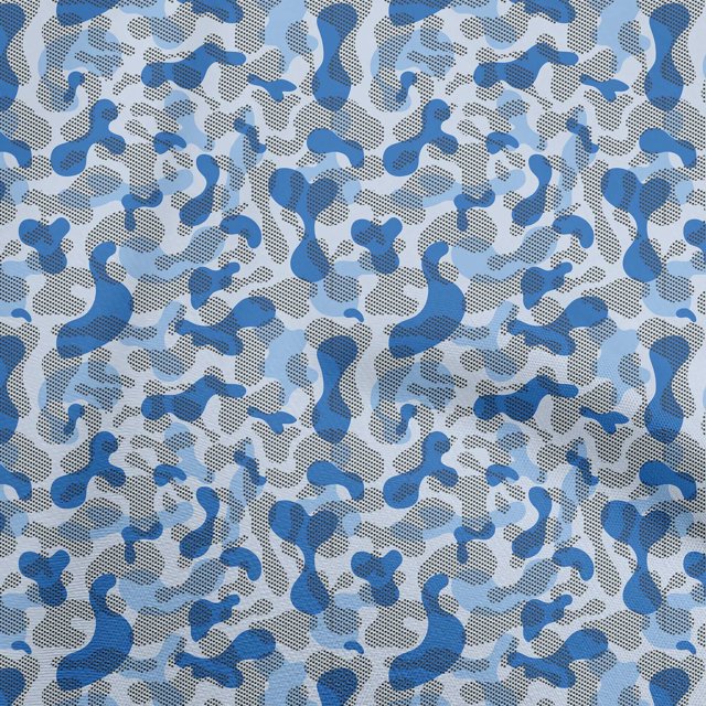 oneOone Velvet Medium Blue Fabric Abstract Craft Projects Decor Fabric Printed By The Yard 58 Inch Wide