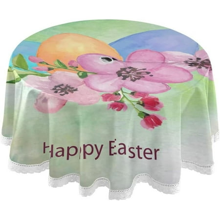 

Hidove Easter Bunny Eggs Outdoor Round Tablecloth Waterproof Stain-Resistant Non-Slip Circular Tablecloth 60 Inch with Umbrella Hole and Zipper for Tabletop Backyard Party BBQ Decor