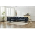 thumbnail image 3 of L Shaped Sectional Sofa with Convertible Chaise, Oversized 6-Seat Corner Couch Set for Living Room, Modern Linen Fabric Sofa with Metal Legs and Storage Ottoman, 3 of 9