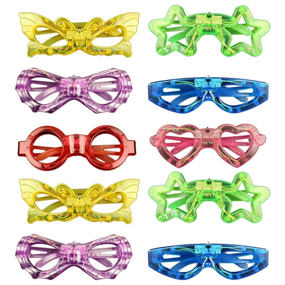 10 Pack LED Glasses Halloween Party Glasses Glow in The Dark Party Supplies Rave Neon Shutter Shades Light Up Glasses Sunglasses Party