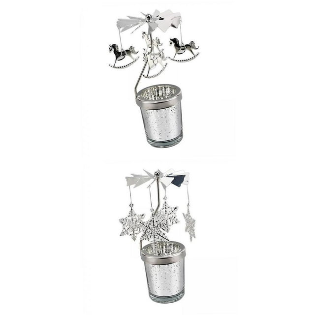 GUOOL 2Pieces Romantic Rotary Candle Holder Tea Light Holder for Christmas Restaurant G