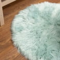 thumbnail image 4 of Super Area Rugs Round 3 Foot Plush Soft Faux Sheepskin Fur Shag Rug, Teal, 4 of 6