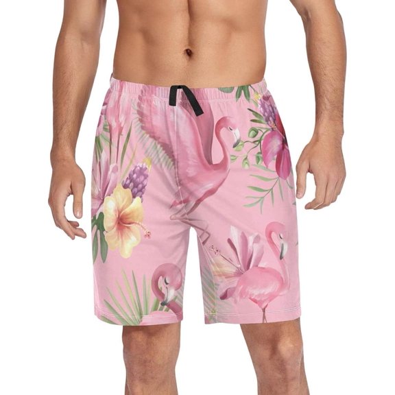 GZHJMY Flamingo Pajama Pants Short for Men, Lounge Pants Lightweight Men Pajama Bottoms with Drawstring Pockets, Christmas New Year Birthday Gifts, XX-Large