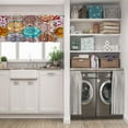 thumbnail image 3 of LALILO Kitchen Curtain Valance Objects Bohemian Flowers Wreath Rod Pocket Window Curtain 52"x 18" Set of 2, 3 of 7