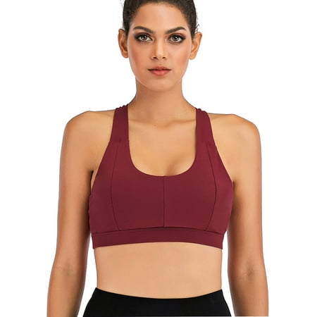 

SAYFUT Strappy Sports Bras for Women Longline Medium Support Yoga Bra Wirefree Padded Sports Bra
