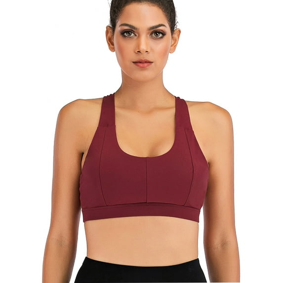 Womens Meduim Impact Sports Bras Criss Cross Back Sexy Running Bra Workout Running Crop Tops Longline Yoga Bra