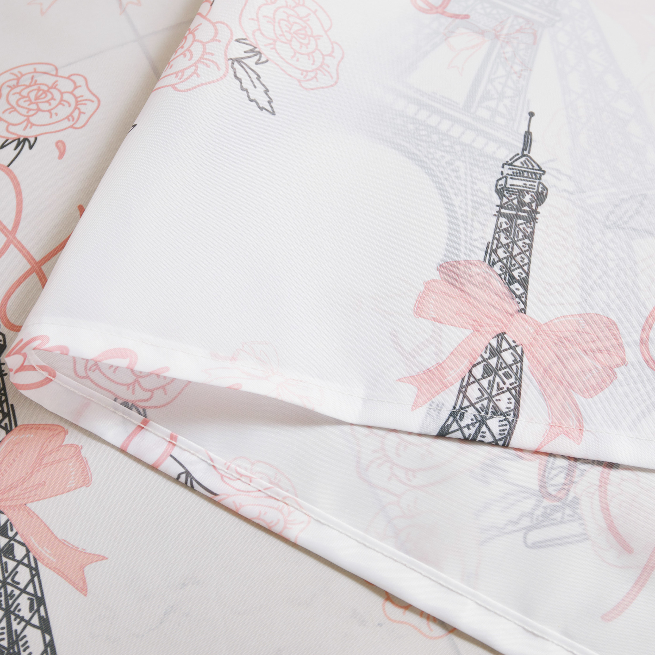 CHI Eiffel Tower Roses & Bows Shower Curtain with Hooks and Rugs Modern Washable 72" W x 72" L 15-Piece Set