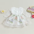 thumbnail image 2 of Fille Enfant en Bas Âge Robe d'Automne Manches Longues Broderie Florale Dentelle Robe Enfants Robe en Tulle, 2 of 6