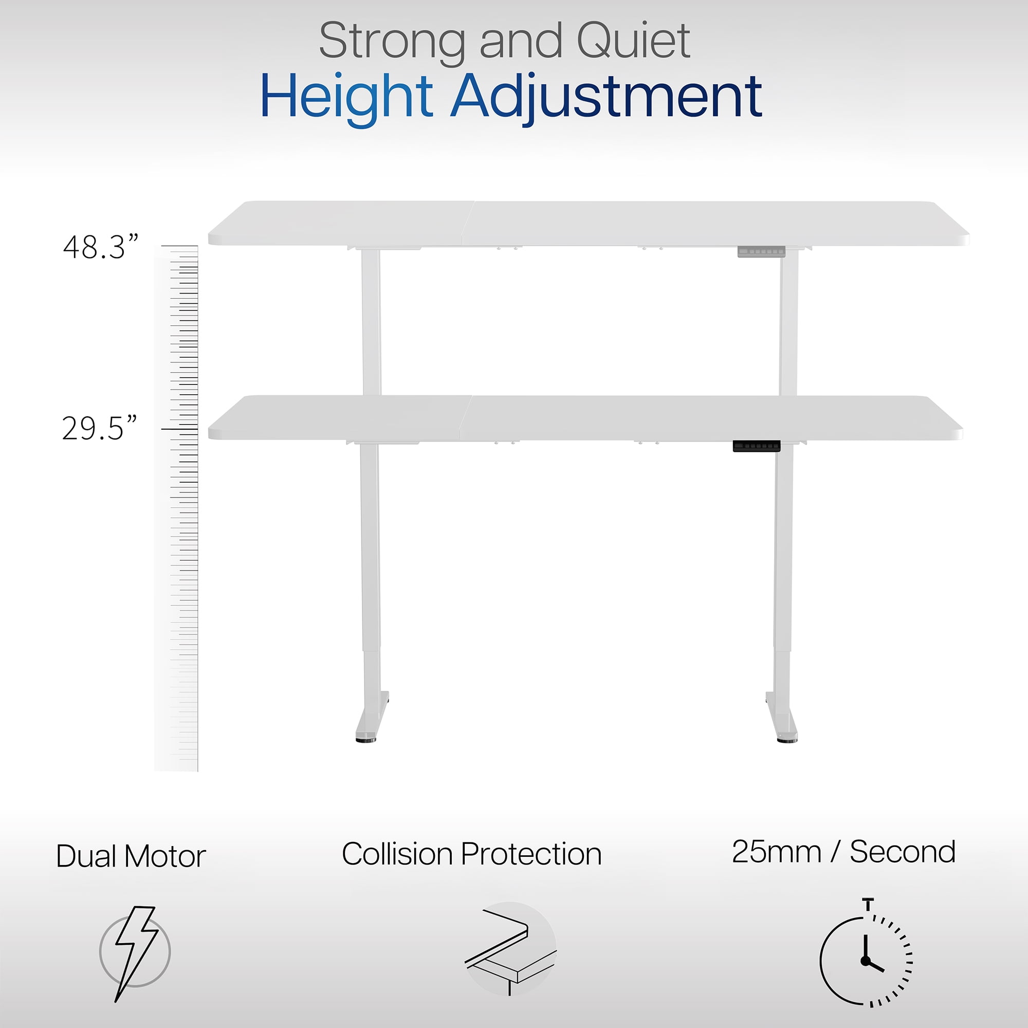 VIVO Electric Dual Motor 83” x 30” Standing Desk, White Top, White Frame
