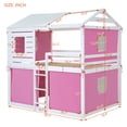 thumbnail image 2 of Harper & Bright Designs Full Over Full Bunk Bed with Under-Bed Storage, Wood Full Size Bunk House Bed with Tent and Windows, Pink+White, 2 of 17
