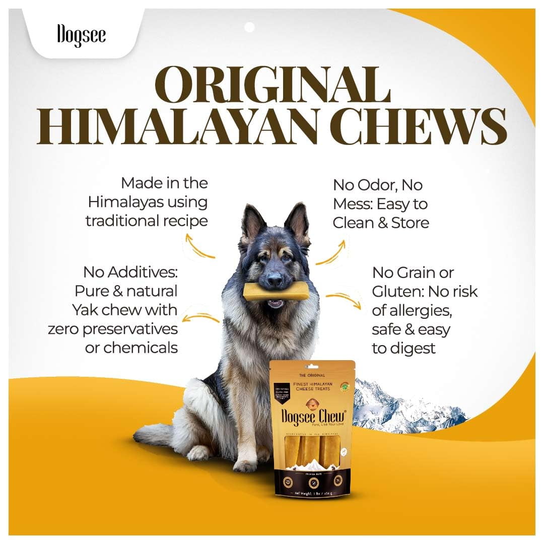Dogsee Yak Cheese Chews Medium Dogs Natural Dental Grain Free 2 lb 12 Chews