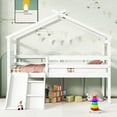 thumbnail image 3 of DreamBuck Twin Size Loft Bed Frame with Slide and Ladder, House Bed with Roof and Guardrails, Low Loft Bed for Twin Loft Bed for Girls, Boys, No Box Spring Needed, 3 of 8