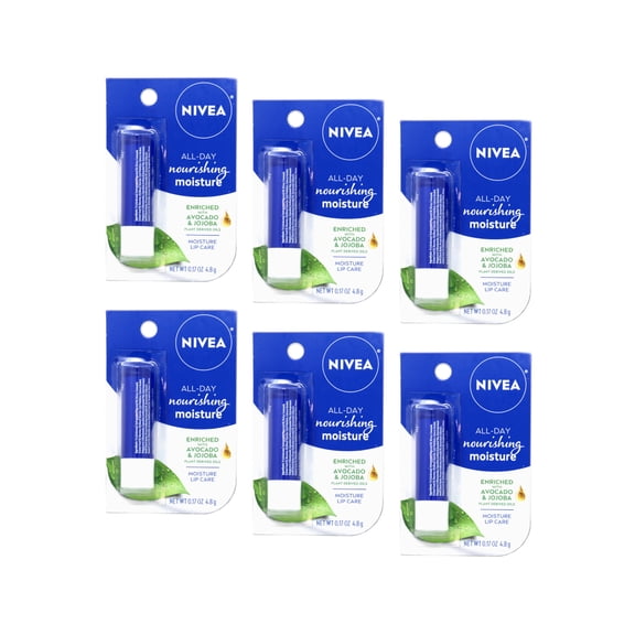 Nivea Moisture Lip Care Stick, 0.17 Oz, 6 Pack