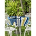 thumbnail image 2 of Outdoor Tablecloth with Umbrella Hole and Zipper, Blue Yellow Striped Round Table Cloth 54 Inch Waterproof Tablecloth, Colorful Ombre Abstract Stripes Picnic Table Cover for Patio Camping, 2 of 7