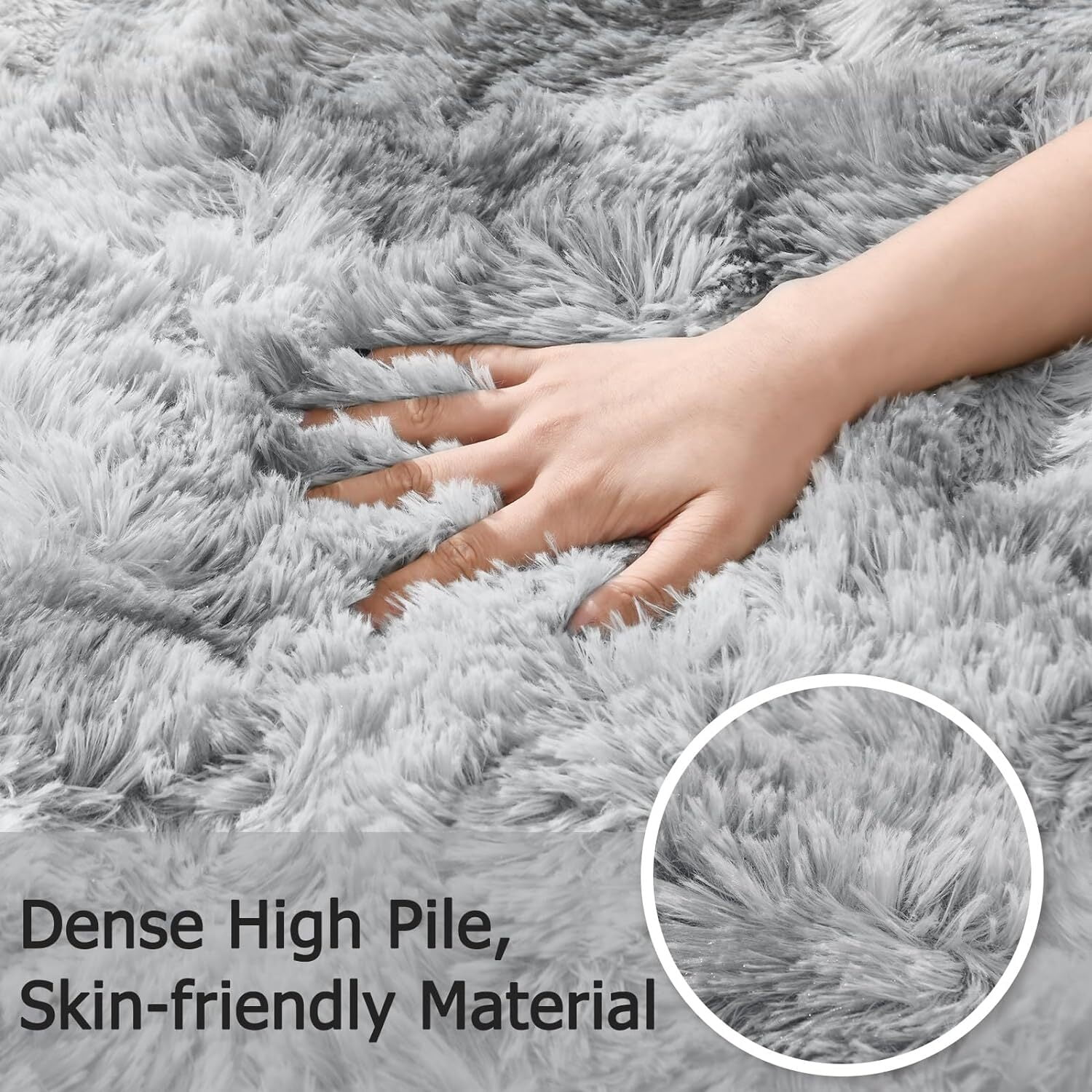 Debonair Super Soft Shaggy Rugs Fluffy Carpets 2x3 Feet Indoor Modern Plush Area Rugs for Living Room Bedroom Home Decor Upgrade Anti-Skid Rectangular Fuzzy Rug, Light Grey