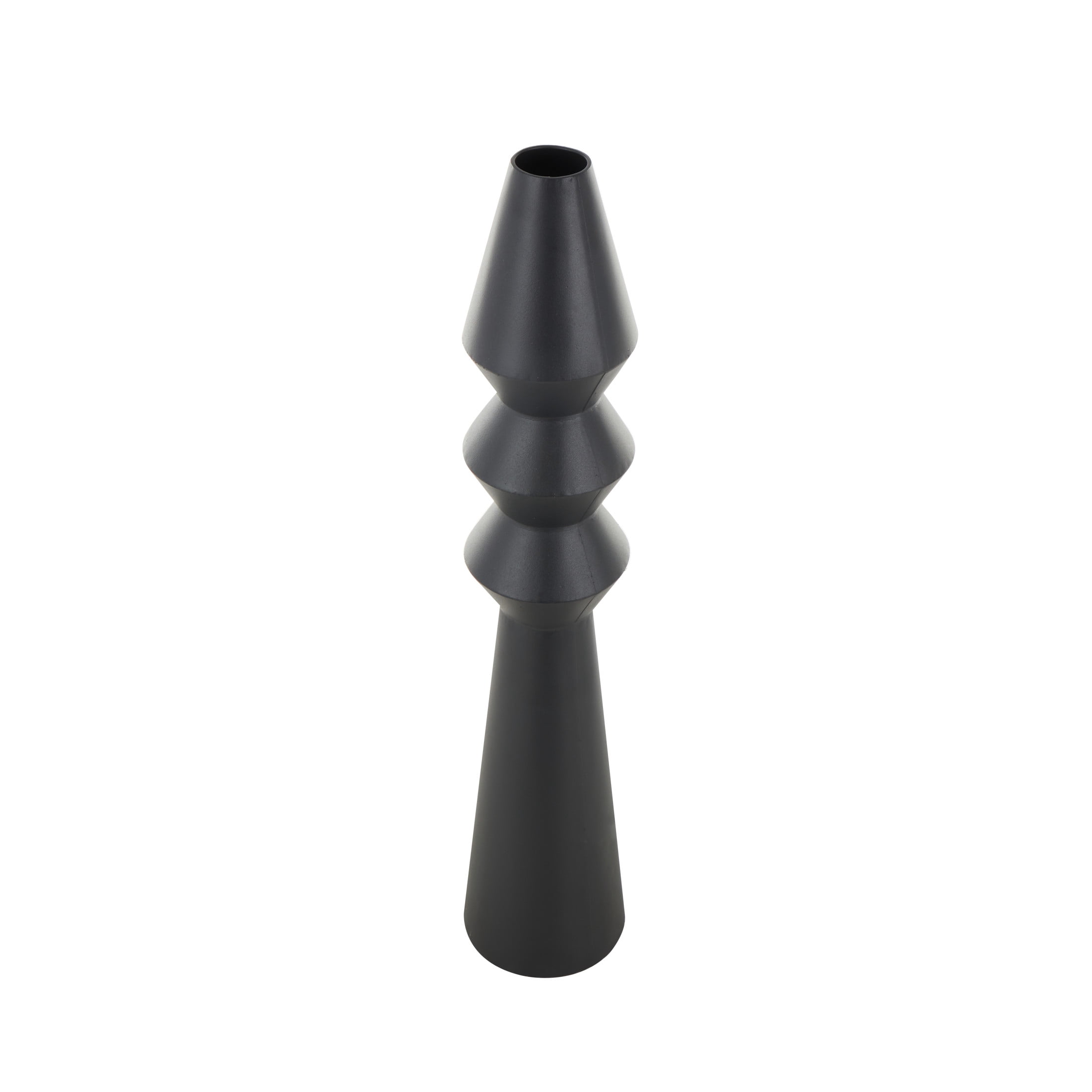 DecMode 33" Art Deco Fluted Black Metal Vase