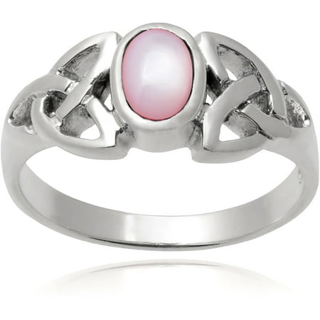 Brinley Co. Women's Moonstone Sterling Silver Polished Celtic Knot Fashion Ring, Pink