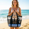 thumbnail image 3 of Mesh Beach Bag with Zipper,Large Beach Tote Bags for Women,Pool Swim Bag, Travel Tote Bags,Beach Vacation Essentials,Black, 3 of 5
