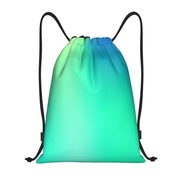 Saiise blue green colors Pattern Sports Drawstring Backpack - String Swim Gym Bag with Wet Proof Pocket for Women&Men-Medium
