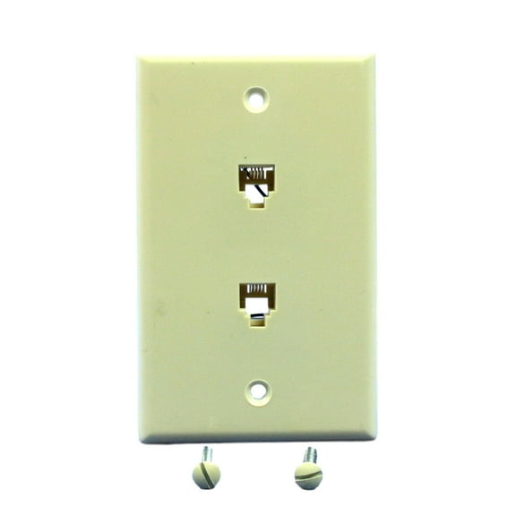 Leviton 40244-A Almond Duplex Phone Jack Wall Plate