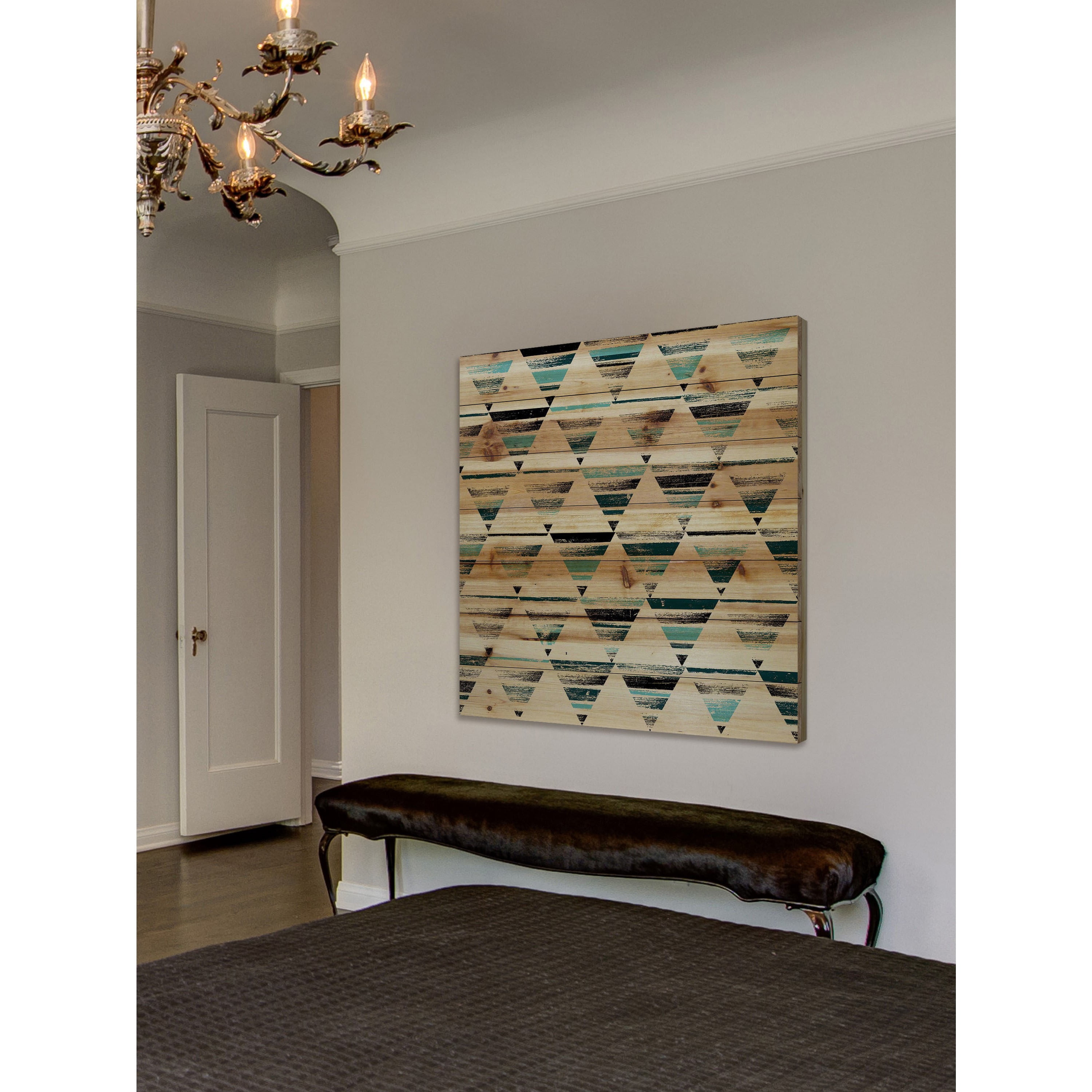 Marmont Hill - "Shaded Triangles" Painting Print on Natural Pine Wood