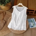 thumbnail image 4 of WULMLEO Cotton Linen Tank Tops for Womens Summer Sleeveless Crewneck Blouse Casual Solid Color Loose Outdoor Basic Shirt White 3XL, 4 of 5