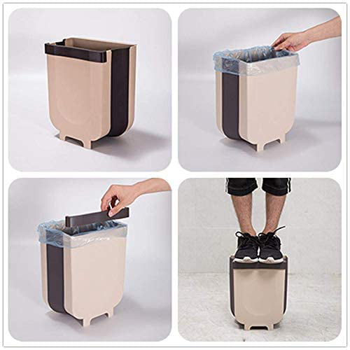 LIGHTSMAX LARGE Kitchen Hanging Trash Can, Collapsible Trash Bin LARGE  Compact Garbage Can Attached to Cabinet Door Kitchen Drawer Bedroom Dorm  Room